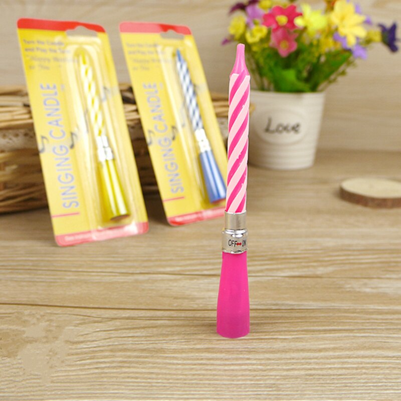Romantic Art Music Singing Candle Happy Birthday Spiral Sing Switch Candles for Kids Cake Decoration Event & Party Supplies