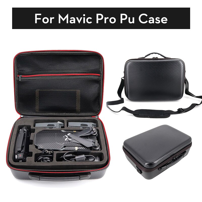 Mavic pro Updated Hardshell Carrying Carbon Fiber Case Waterproof Battery Storage Box DJI Mavic pro Drone (Black): Pu Case