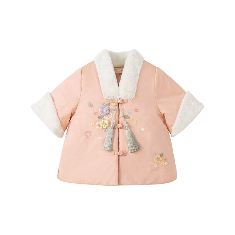 DBJ19939-1 dave bella inverno neonate moda ricamo floreale cappotto imbottito bambini bambini ragazza top neonato bambino capispalla: 18M (73cm)