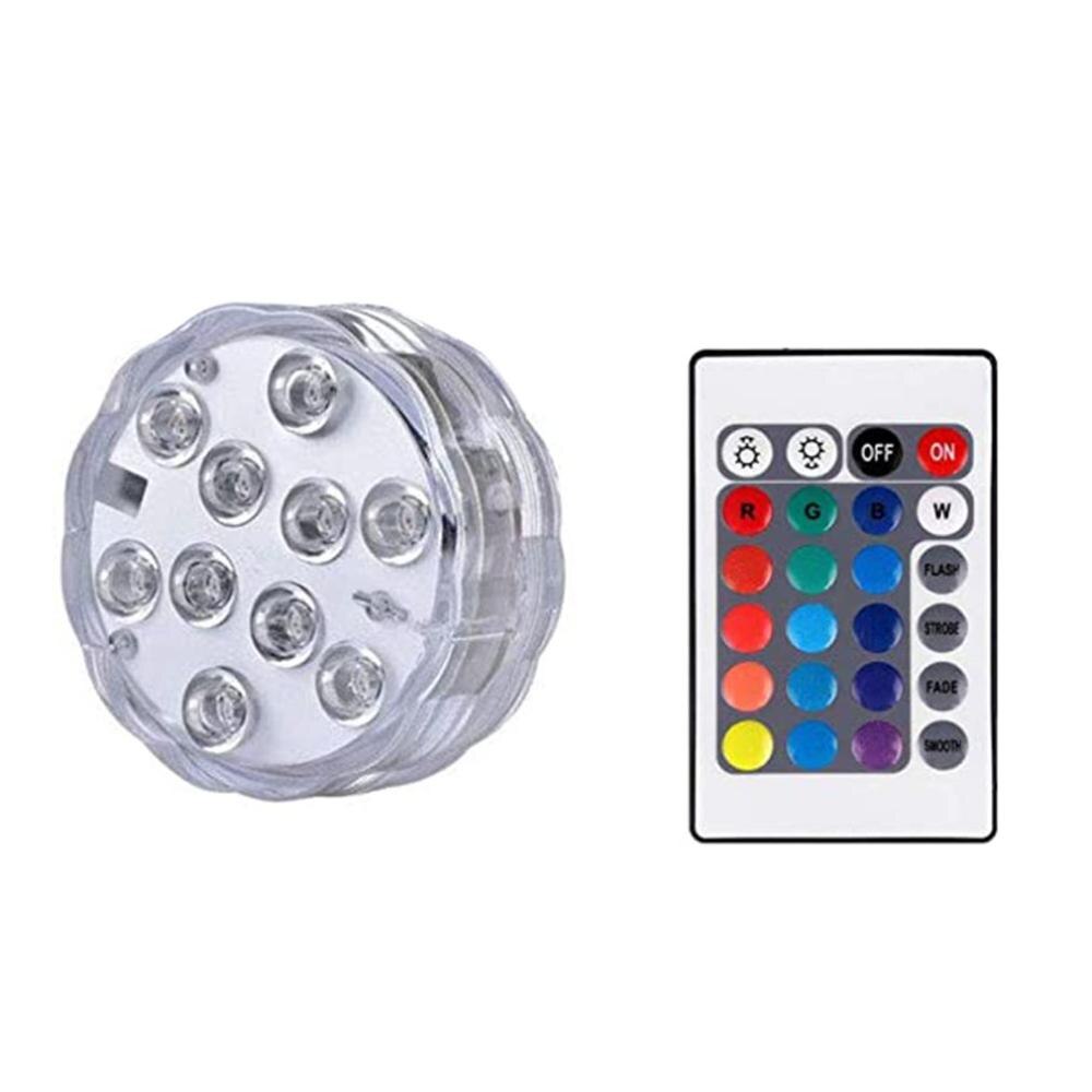 10 Led Remote Controlled RGB Submersible Light Battery Operated Underwater Night Lamp Outdoor Vase Bowl Garden Party Decoration: Type1