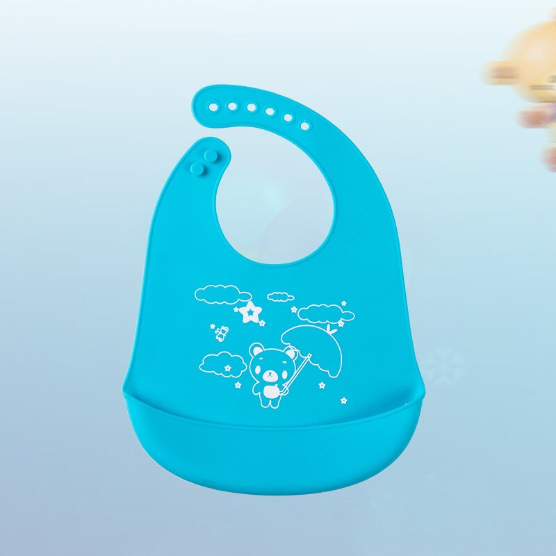 Infant Baby Boys Girls Silicone Waterproof Cute Toddler Bib Washable Roll Up Crumb Catcher Feeding Eating Baby's Bib: Blue