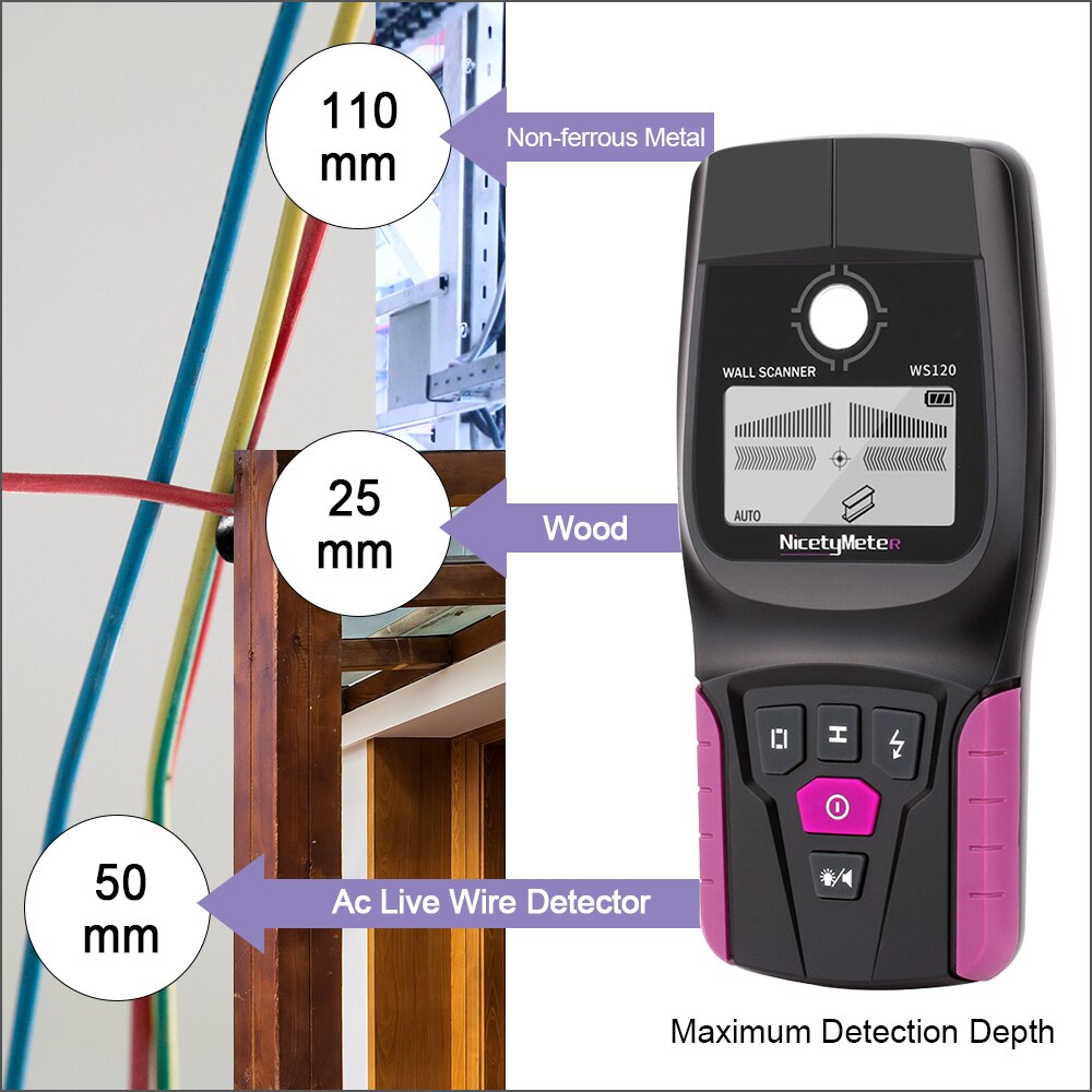Rz Muur Scanner Digitale Handheld Professionele Multifunctionele Muur Detector Live Draden Kabel Pvc Waterleiding Metal Finder Scanner