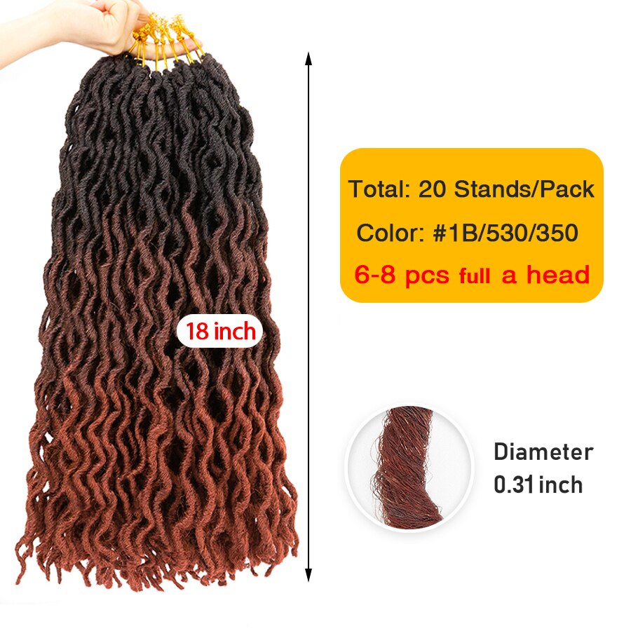 AliLeader 7colors Synthetic Crochet Braids Curly 12/ 18inch Nu Locs Crochet Extensions 20strand Goddess Faux Locs Crochet Hair: P12/613