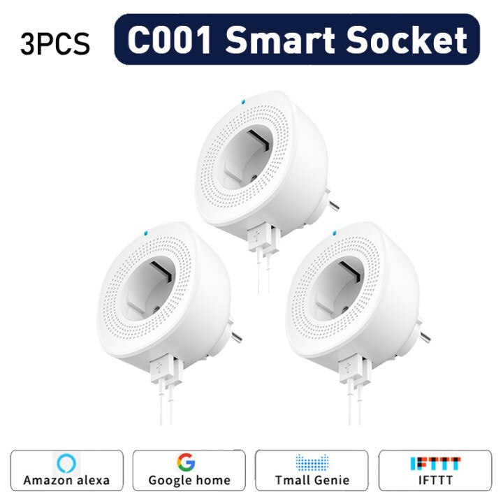 Smart WiFi Socket EU Plug Double USB Port Smart Plug With LED Support For Alexa Google Home Smart WiFi Socket Smart Home: 3PCS