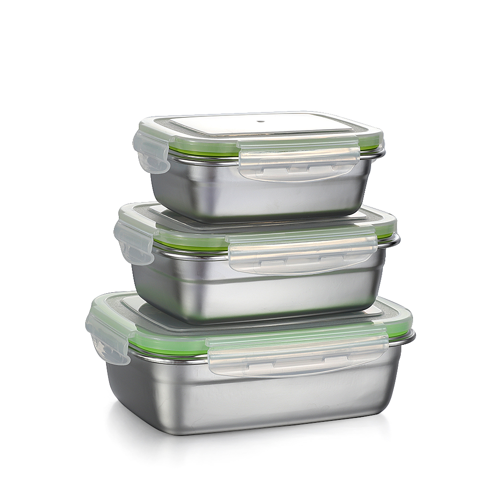 Rvs Lunchbox Servies Voedsel Opslag Container School Lekvrije Doos 350/550/850 ml