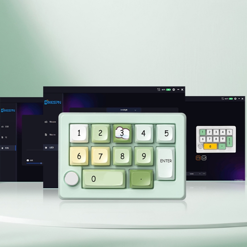 DN59 12-Key Handed Wireless Mechanical Keyboard with 12 Programmable Keys and Lights 2.4Ghz 3Modes Small Keypad