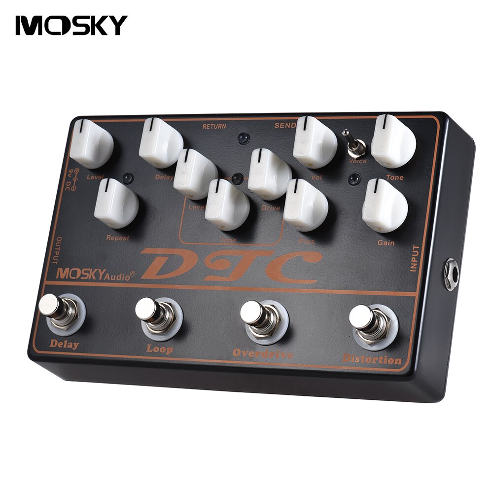 MOSKY DTC 4-in-1 Electric Guitar Effects Pedal Distortion + Overdrive + Loop + Delay strings Guitar Pedal Guitar Accessories: Default Title