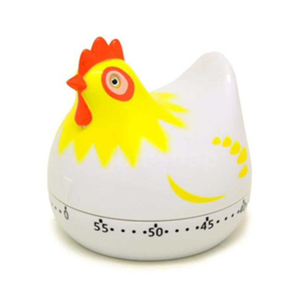Minuterie mécanique pour poule, dessin animé mignon, cuisine, devoirs, compte à rebours: WHITE