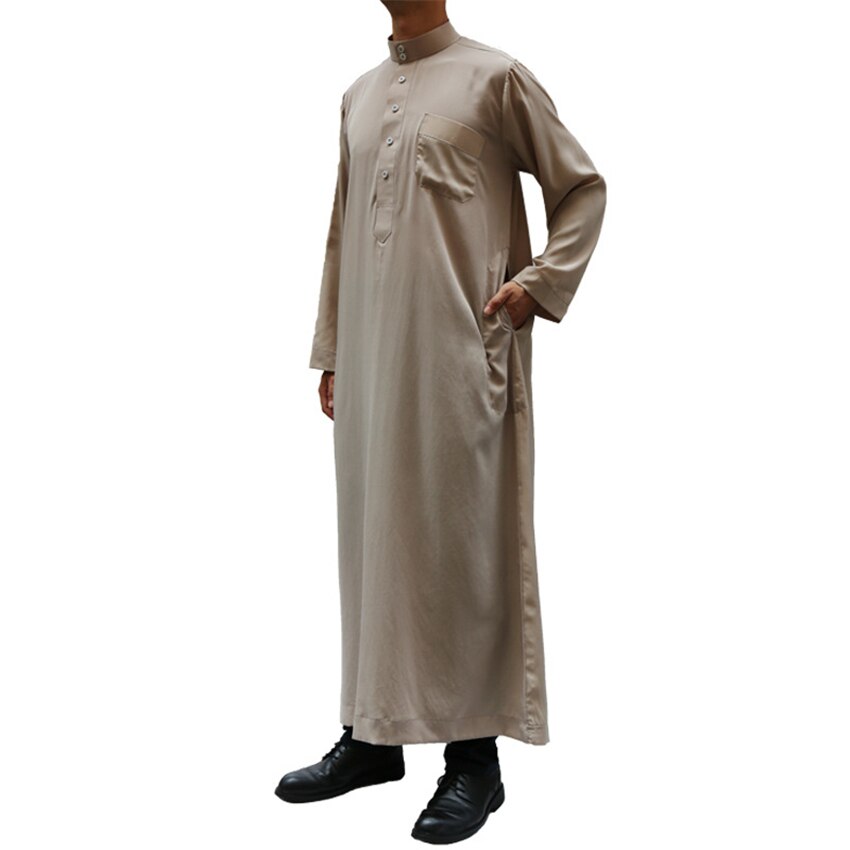 Adult Abaya Muslim Man Islamic Clothing Jubba Thobe Kurta Pakistan Evening Dress Arabic Traditional Ramadan Long Sleeve Robes