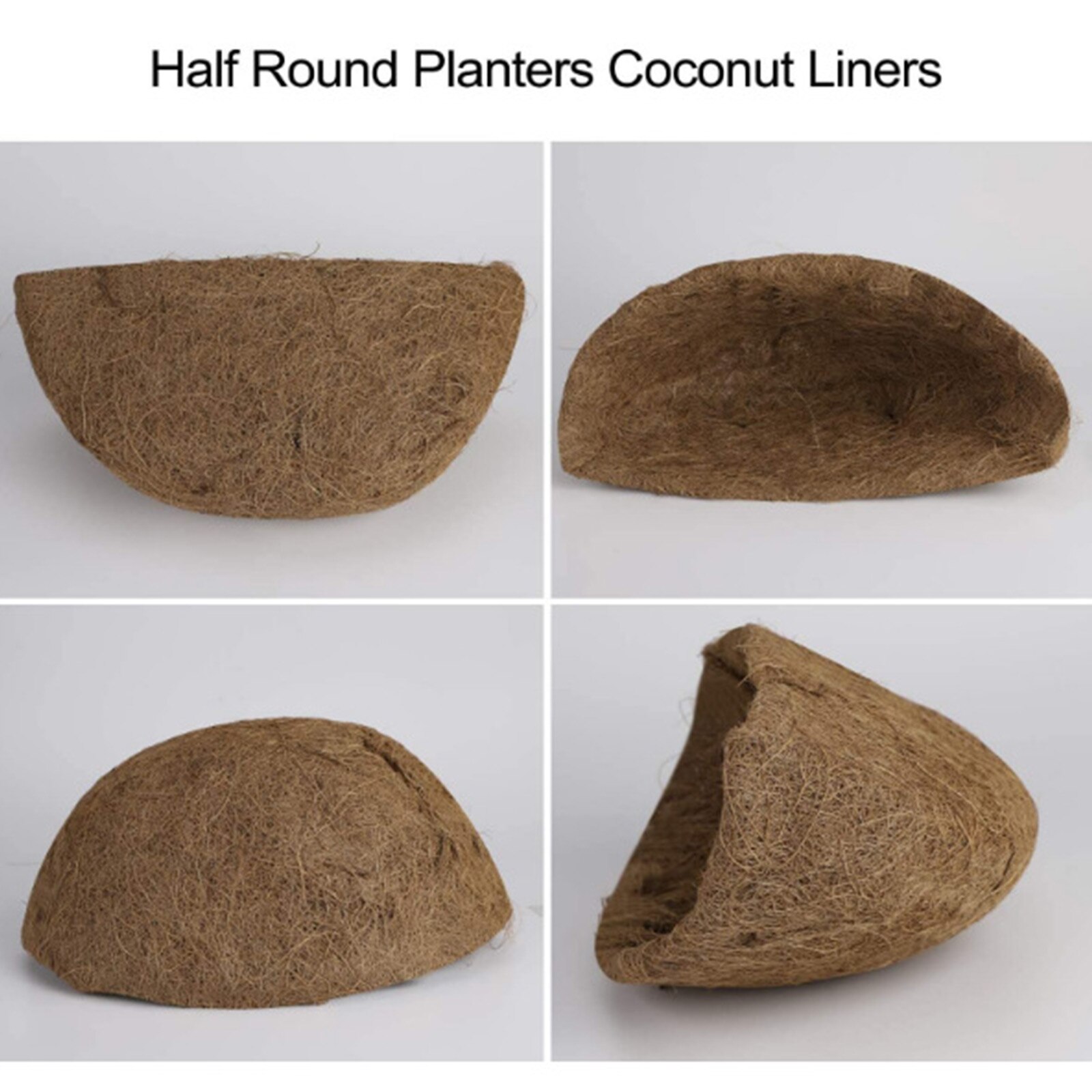 Cesta de fibra de coco con forma de media luna, forro de repuesto montado en la pared, decoración para el hogar, jardinería, balcón y jardín