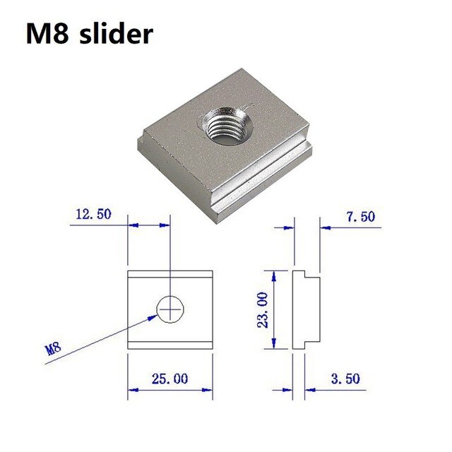 Handle T-Slot Slider T-Track Jig Screw Fixture Router Chute Rail Special Accessories Woodworking Tool: M8 Slider