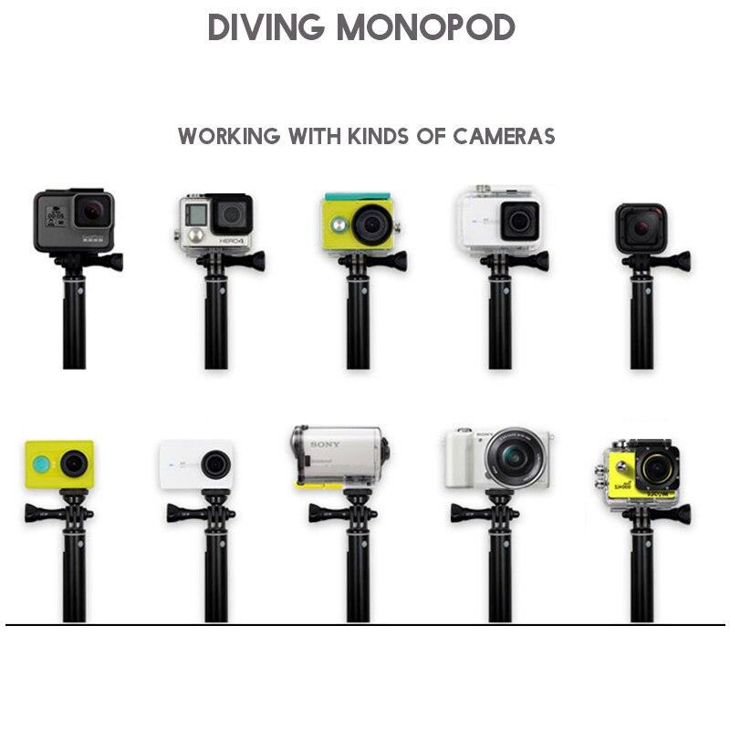 36 "gå pro selfie pinne handling kamera dykking utvidbart aluminium selfie monopod til gopro helt + sjcam til xiaomi  yi 4k
