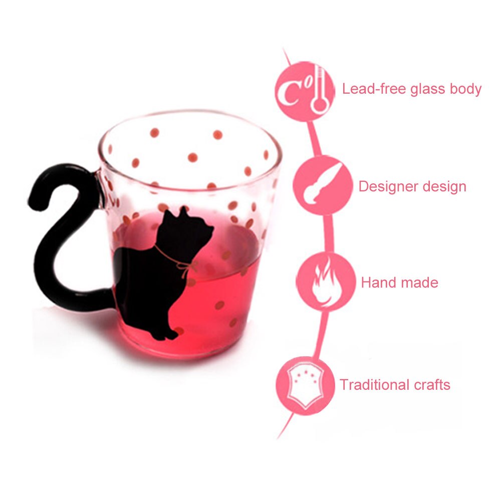 Tasse en verre de café en forme de chat mignon, tasse créative pour Couple, amoureux, poignée en queue de chat, tasse à lait, meilleur pour Couple