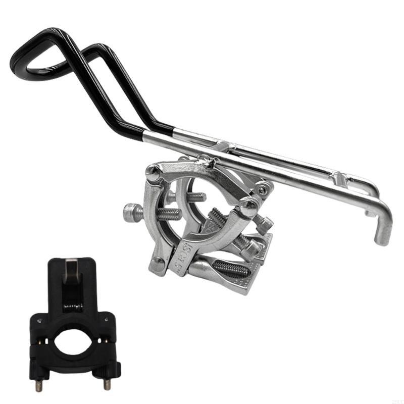 Fiskestangsholder rustfrit stål fiskestangsbeslag både fiskestangklemmeholder både monteringsbeslag: Sort