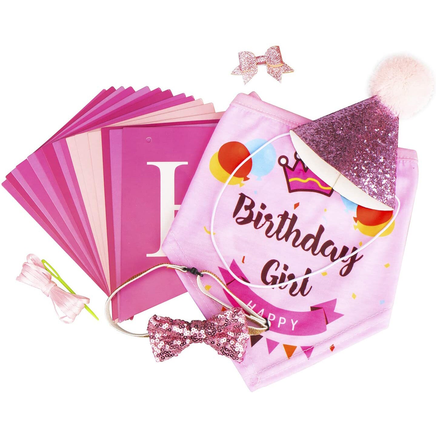Écharpe Bandana d&#39;anniversaire pour chien, banderole, chapeau et nœud papillon pour animaux de compagnie, fournitures de fête d&#39;anniversaire