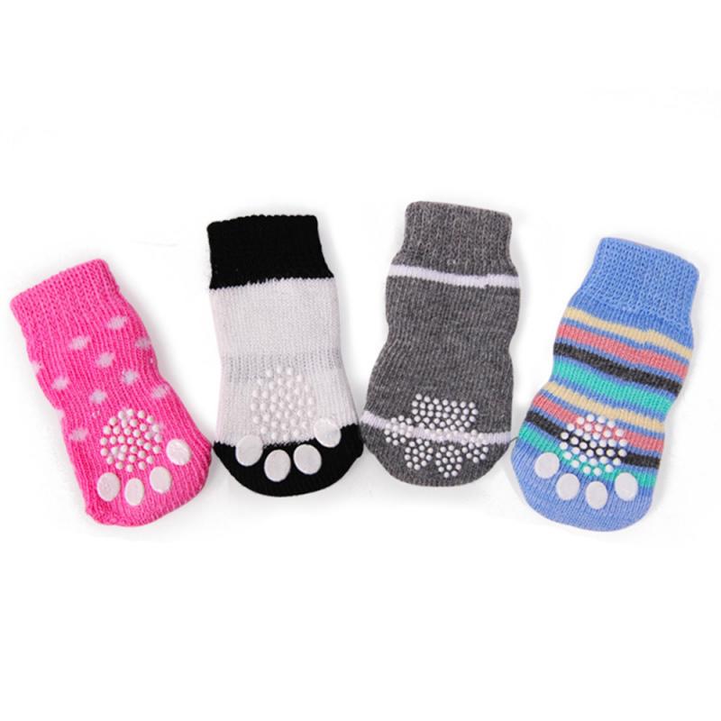 4 Stks/set Leuke Antislip Gebreide Huisdier Sokken Teddy Hond Sok Zachte Huisdier Wol Sokken Kat Schoenen Sok Kleurrijke huisdieren Kleding Levert