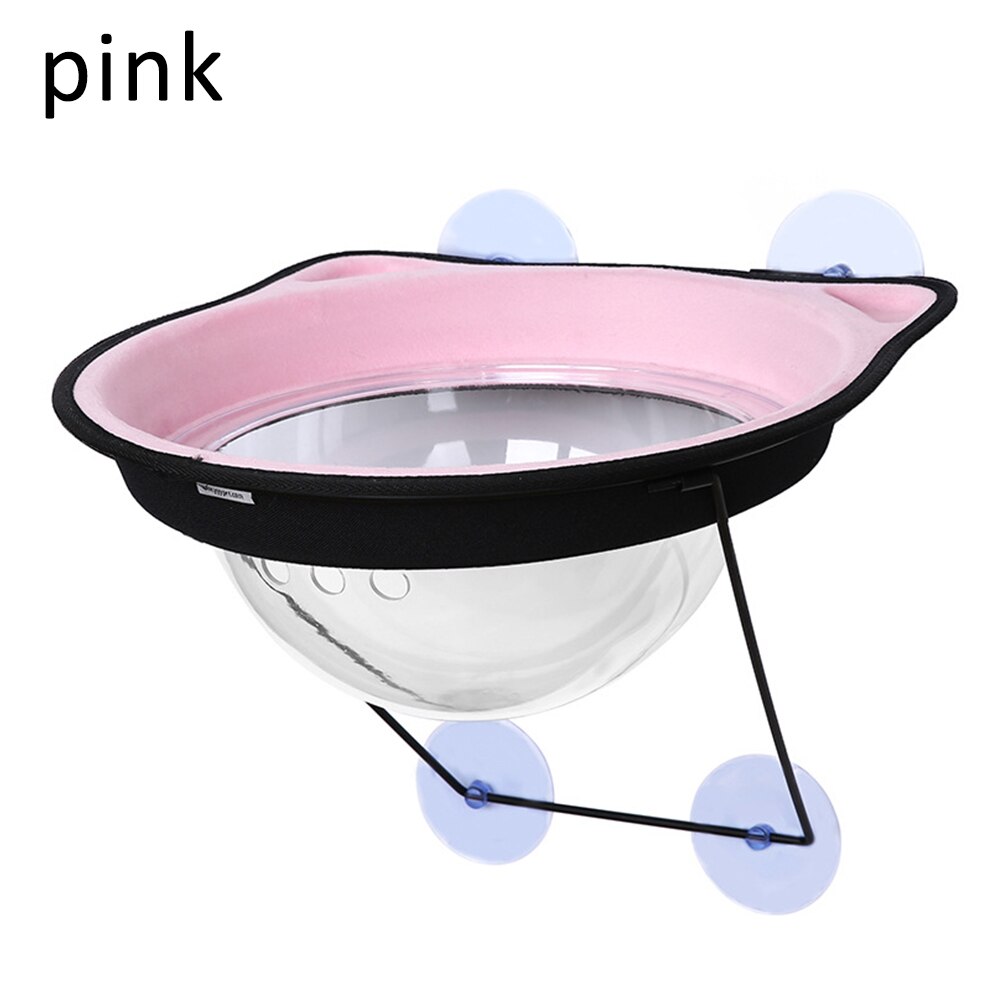 Transparent Space Capsule Cat Hammock Suction Cup Hanging Cat Sunbathing Window Sill Bed Toy Catnip Safety Pet Nest: Pink