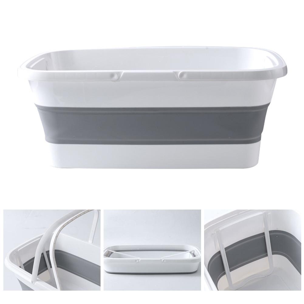 Foldable Mop Bucket Collapsible Portable Wash Basin Dishpan With Handle For Camping Fishing