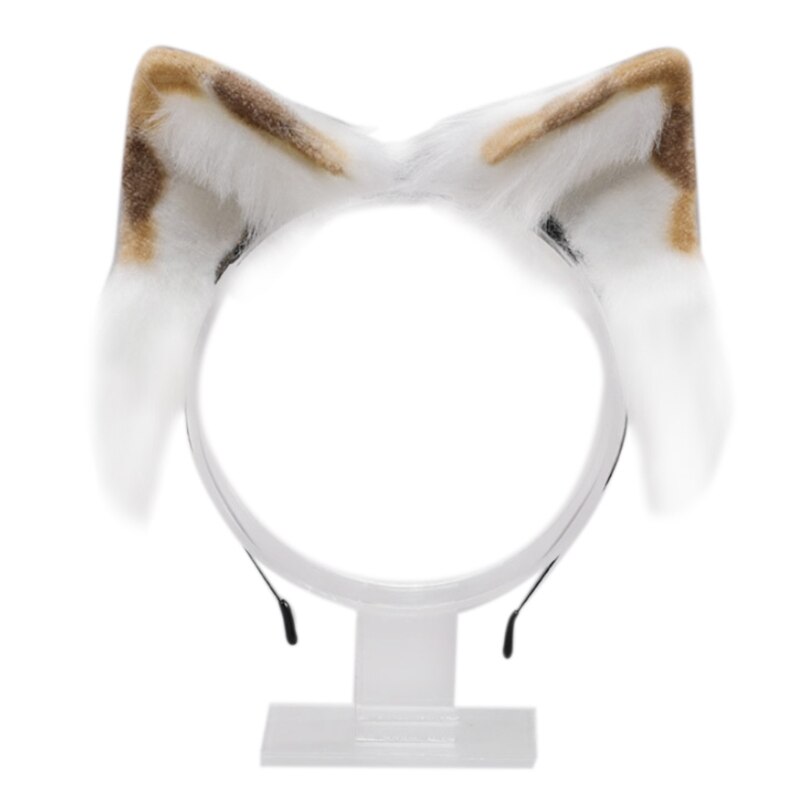 Lolita Headbands Furry Cat Ears Headwear Cow Pattern Tail Set Hair Hoop for Halloween Cosplay Headpiece Party Supplies S24 21: C