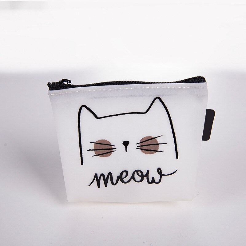 Dier Kat Portemonnees Houder Vrouwen Mini Silicagel Veranderen Portefeuilles Meisje Kids Money Bag Coin Bag Kinderen Rits Kleine pouch: White cat