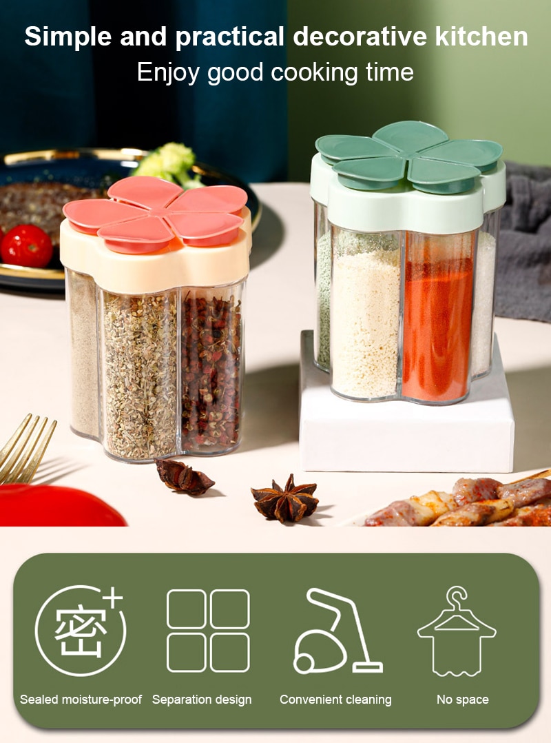 Vijf In Een Transparante Spice Doos Combinatie Kruiden Jar Keuken Specerij Opslag Container Zout Fles Kruiden Gereedschap