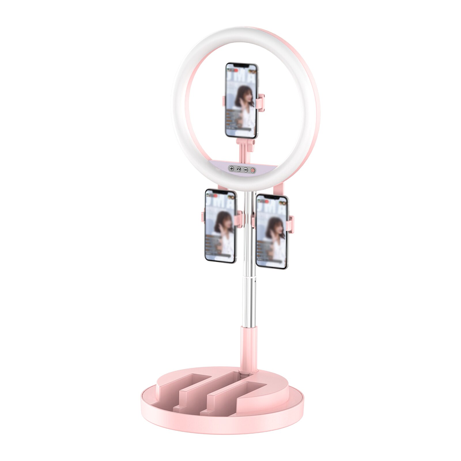 Three-Color Lighting Fill Light Folding Mobile Phone Live Fill Light Ring Light Integrated Folding Portable Fill Light Even: Pink