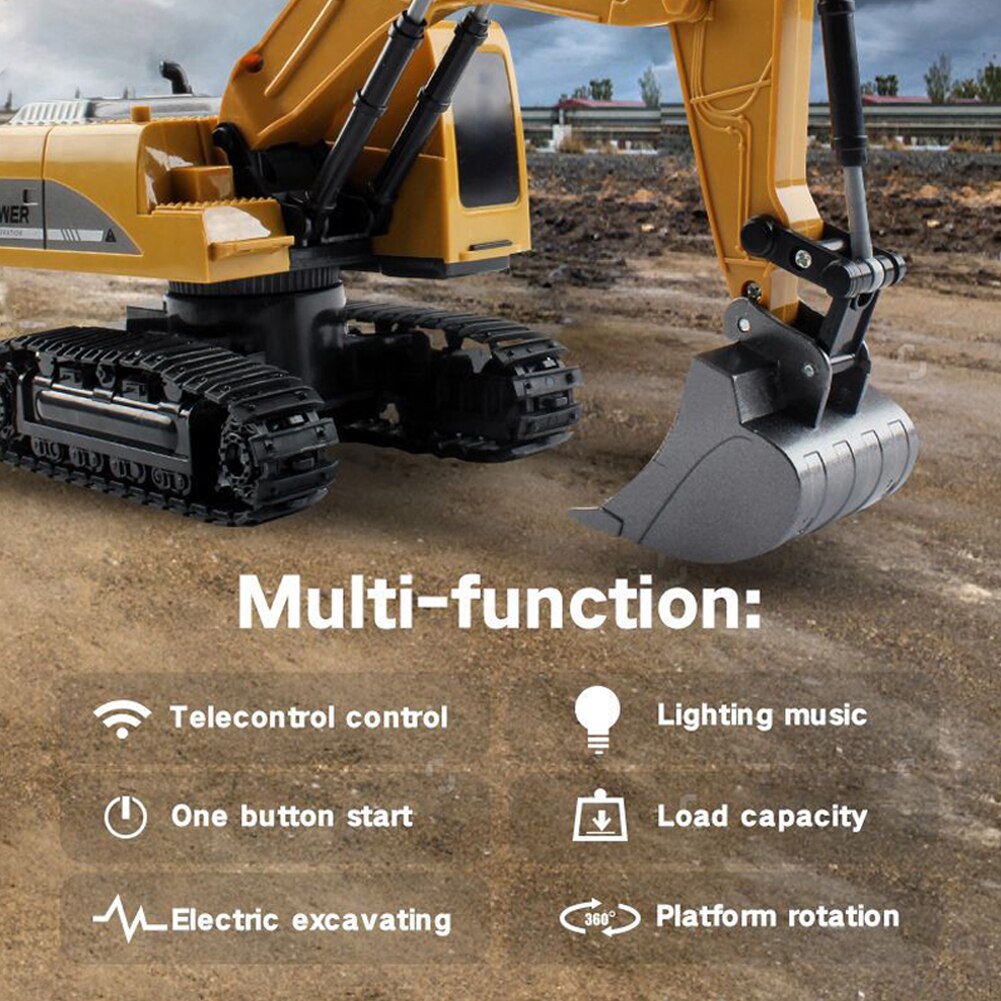 5ch rc excavators, 1/24 engineering crawlers, car vehicles with lights, music, remote control toys