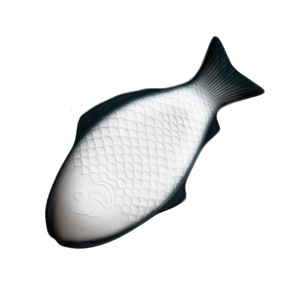 Ceramic Tableware Plate Fish Shaped Dish Snack Storage Fish Pan for Restaurant Home Dinner (11 Inches + White)