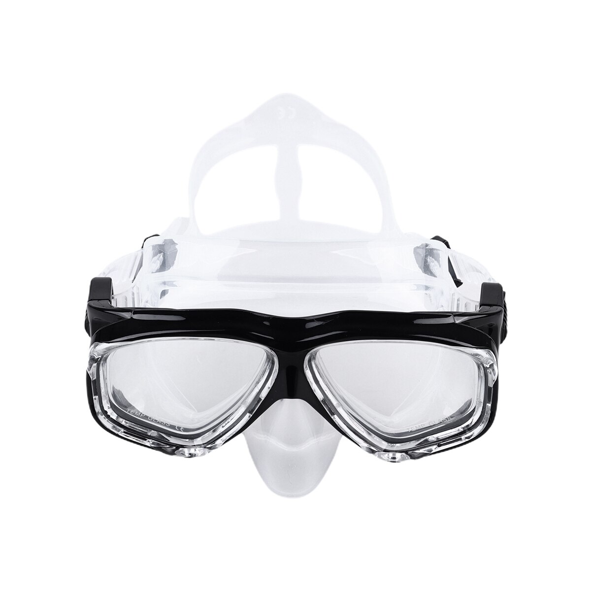 Máscara de mergulho de vidro temperado óculos de natação de silicone claro durável mergulho goggle snorkel equipamento de natação: Black