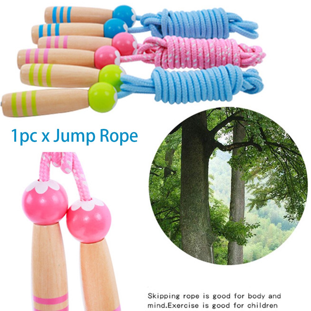 2.3m Kids Children Fun Jump Rope Home Gym Adjustable Length Wooden Handle Sports School Birthday Fitness Skipping Ergonomic