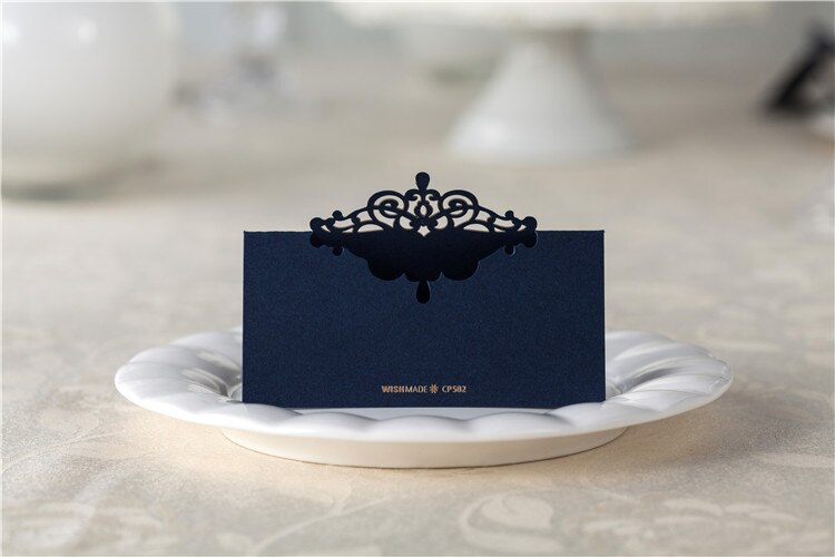 24/48pcs Blue Place Card Holder Table Centerpieces Number Name Card Wedding Banquet Decoration Event Party Cards & Invitations