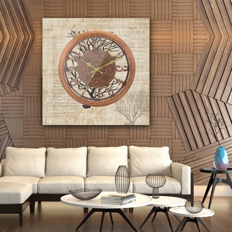 1 x PVC Vintage Silent Quartz Rustic Wall Clock Retro Style Shabby Chic Steampunk