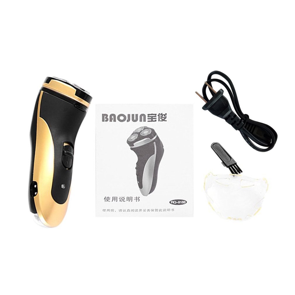 BAOJUN 9188 3 Blades Rotating Rechargeable Electric Shaver Portable 4W Electric Razor With LED Lighting Function
