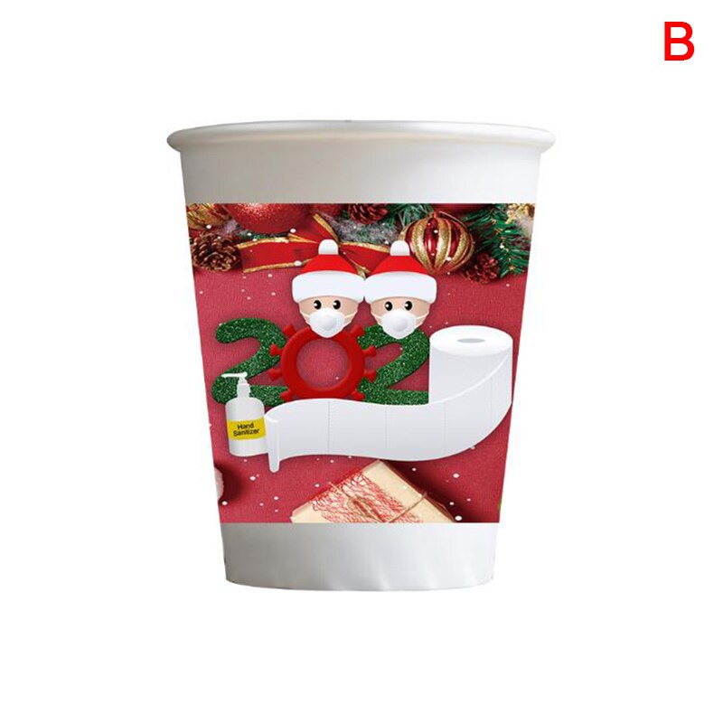 5Pcs Merry Christmas Disposable Tableware Survivors Printed Paper Cups Home Christmas Year Party Decor Supplies: B