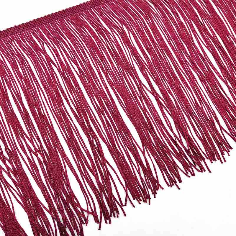 Ruban à franges en dentelle blanche de 50CM de Long, 15CM de large, pour bricolage, robe latine, vêtements de scène, accessoires: Wine Red