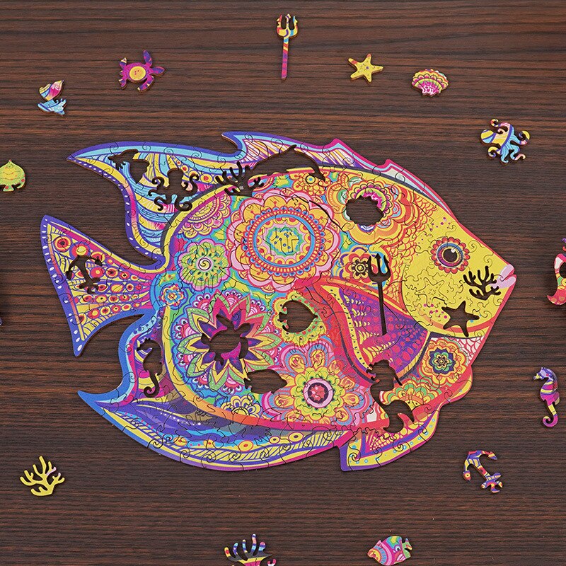Adult Wooden Animal Puzzle DIY Size A3/4/5 Each Piece Is An Animal-Shaped Wooden Puzzle with A Wooden Box Birthday