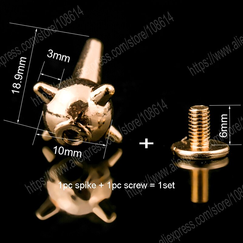 Pointes à bille de forme spéciale, clous à visser promotionnels de style punk rock, clous en alliage pour chaussures et ceintures, rivets pour vêtements: Or