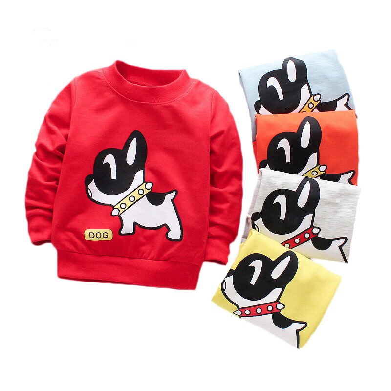 T-shirt à manches longues pour bébé garçon, en coton, mignon, avec motif de chien, printemps