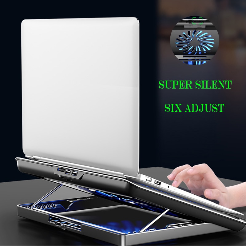 Stille Ventilatoren Laptop Koeler Laptop Cooling Pad 6Speed Verstelbare Notebook Gaming Cooler Stand Houder Met 2 Usb-poorten Voor 12-17 Inch