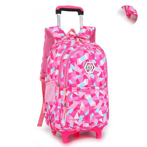 Hot Sale Removable Children School Bags Waterproof for Girls Trolley Backpack Kids Wheeled Bag Bookbag travel luggage Mochilas: ROSE-2wheels