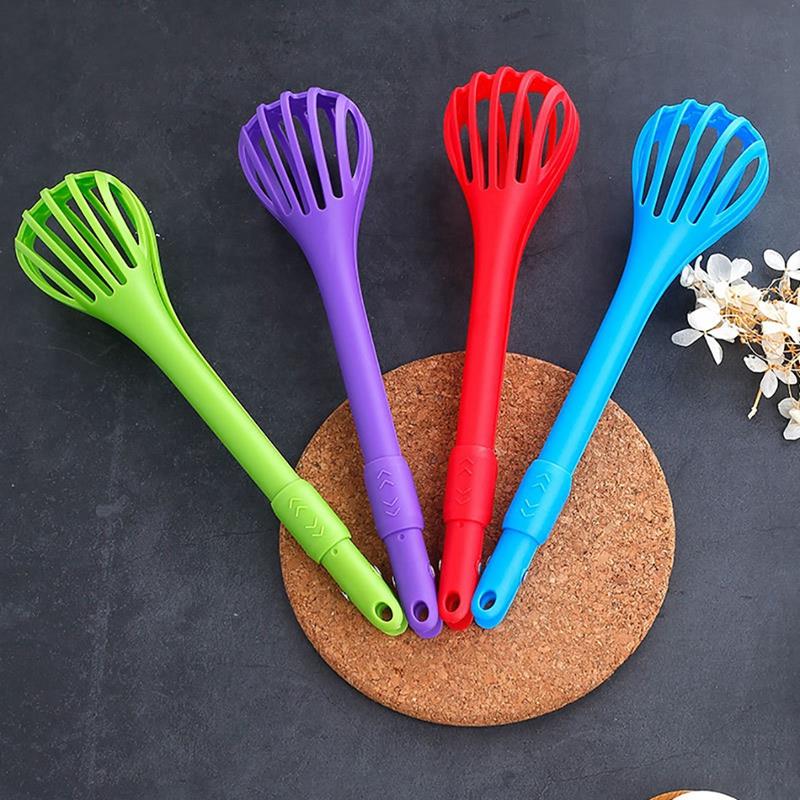Fouet de cuisine en plastique polyvalent, manuel à double usage, pince à aliments, passoire pour la cuisson, outil de cuisine domestique