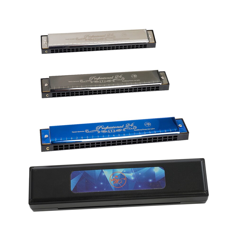 Polyphonic Harmonica Tremolo C Key 24 Holes Tremolo Harmonica Mouth Organ American Tone High-end Reeds Copper