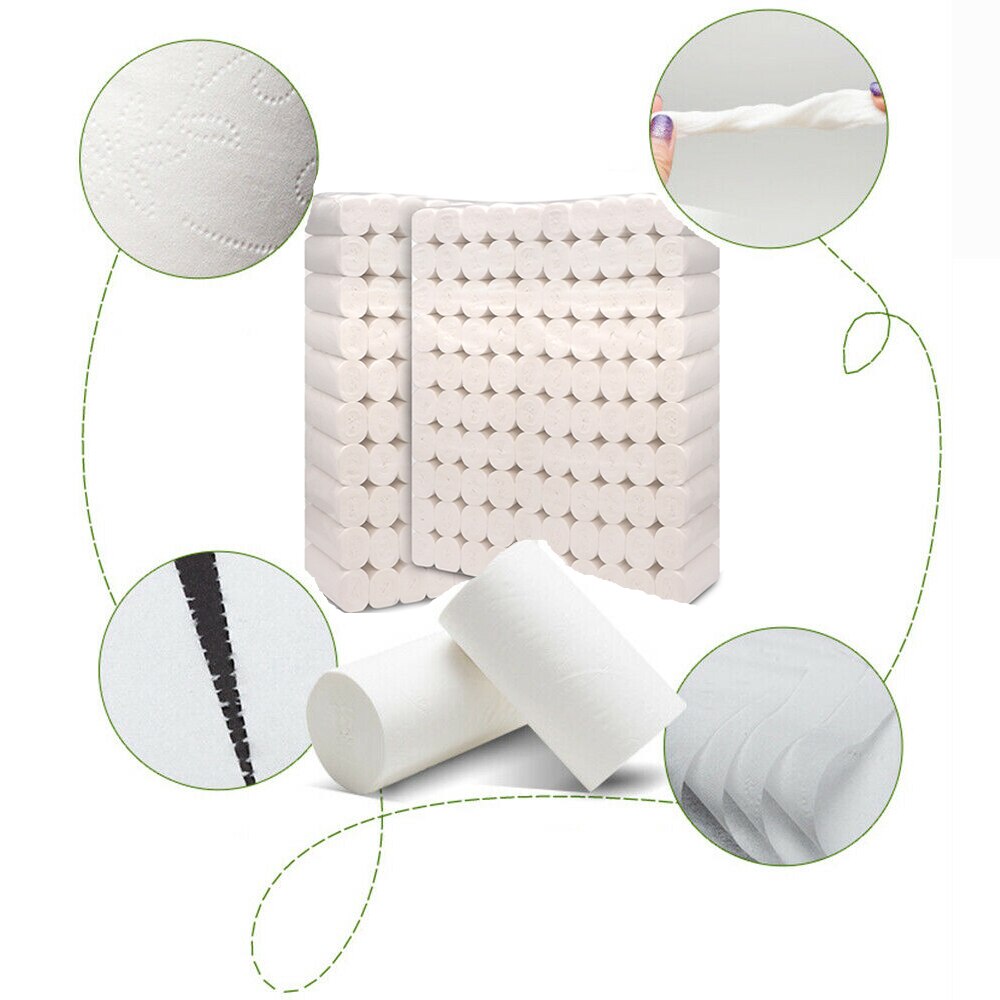 10 Rolls Toilet Paper Bulk Rolls Bath Tissue Bathroom White Soft 4 Ply Household Sanitary Paper Hotel Supplies