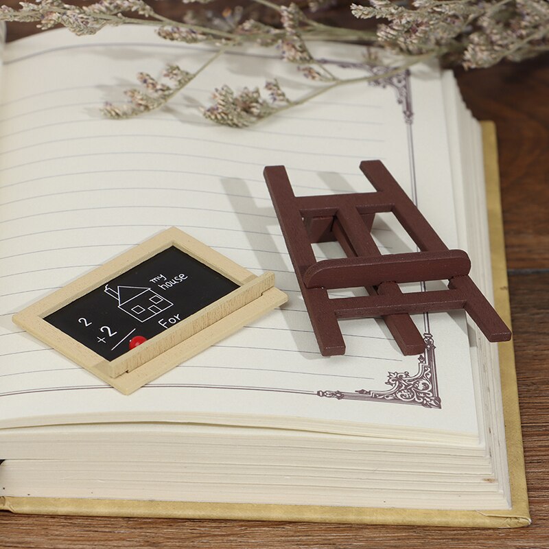 1Set Miniature Blackboard Chalkboard W/ Easel Dollhouse Classroom Accessory