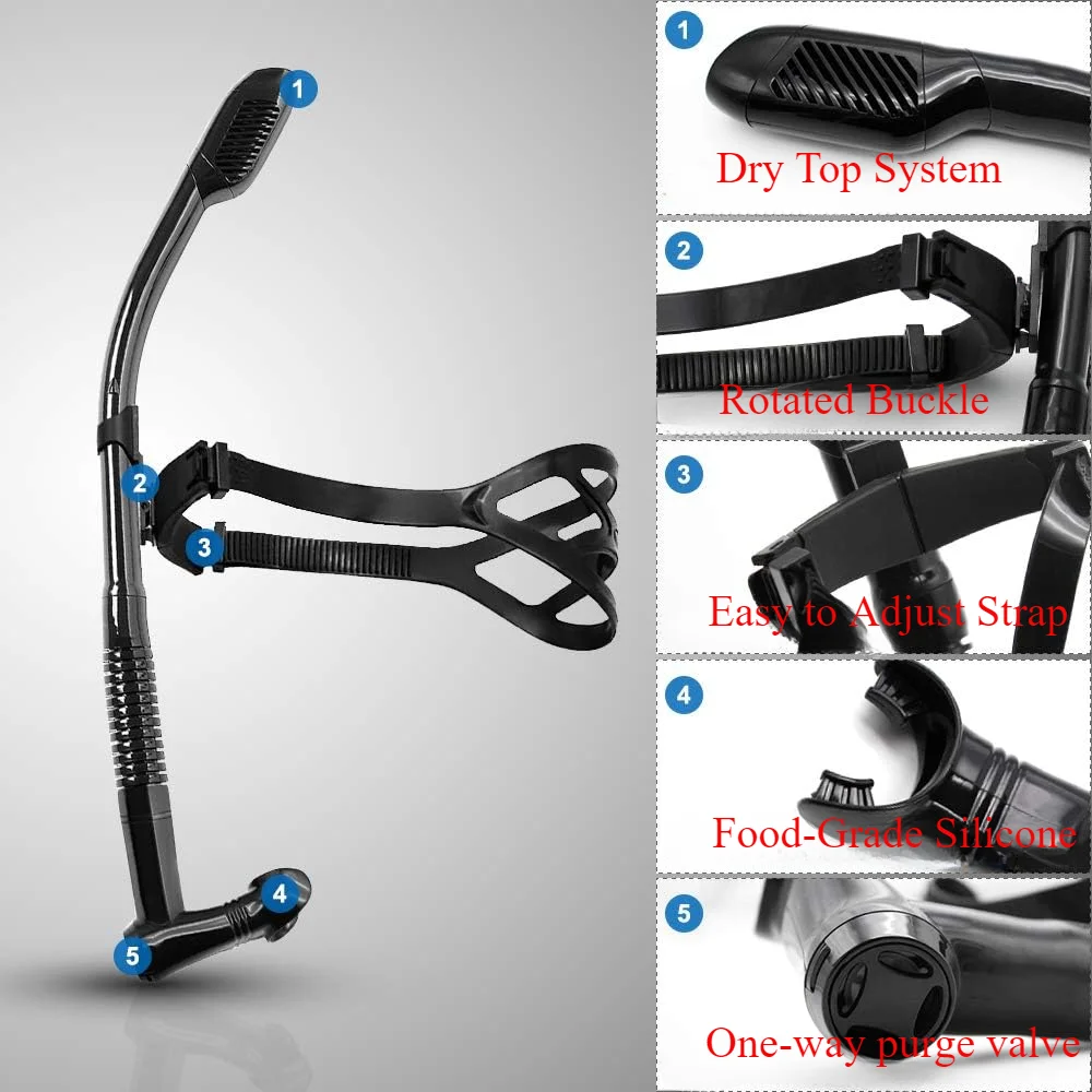 Snorkeling da nuoto per allenamento Nuoto boccaglio asciutto anteriore Colpo Nuoto Immersioni Snorkeling, Piscina Acqua aperta