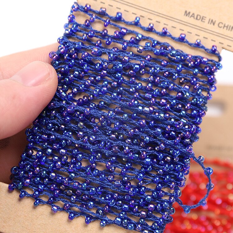 5 Yards crystal bead thread diy hand-woven rope 4ply for garment bag hat decoration: blue