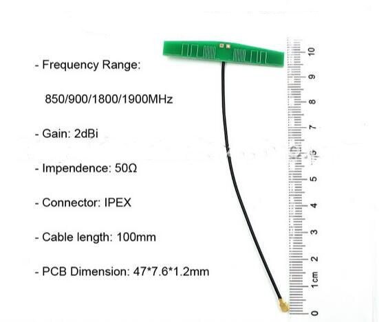 850, 900, 1800, 1900 MHz GSM antena interna conector IPX... SIM800H antena SIM800L antena
