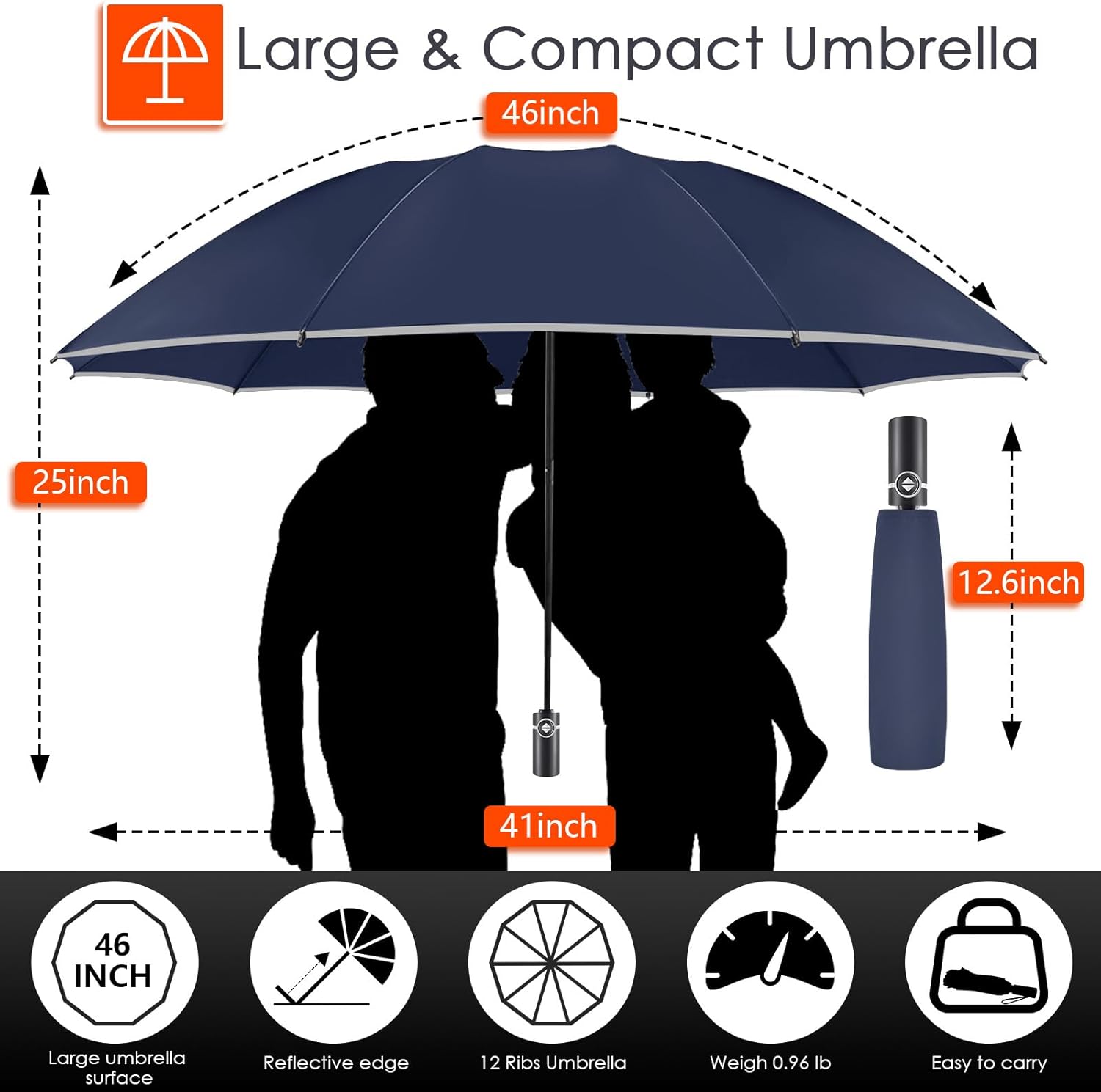 Ombrello automatico Antivento Leggero Forte compatto Protezione UV Ombrelli da viaggio antipioggia Ombrello zaino pieghevole