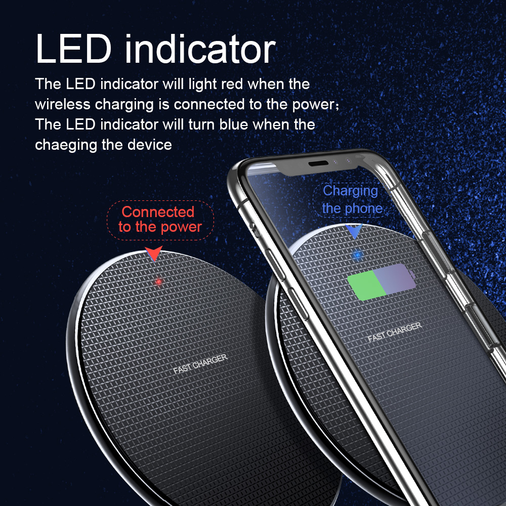 FDGAO 10W Qi Wireless Charger for Samsung S10 S9 Note 10 Iphone 11 Pro XS Max XR Huawei P30 Pro Wireless Induction charging pad