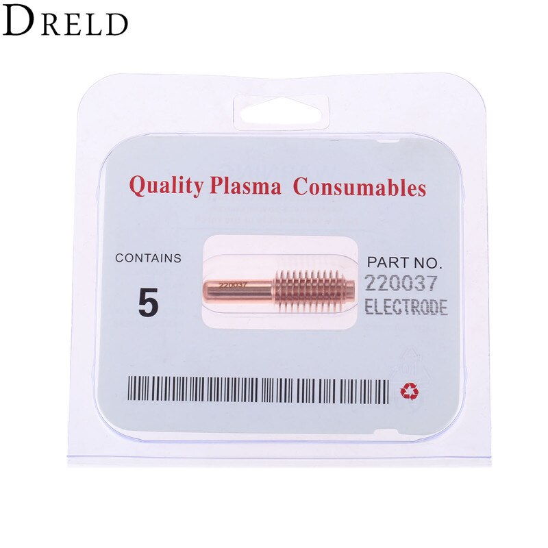 DRELD 5 uds 100A electrodo 220037 para antorcha de corte por plasma reemplazo de consumibles sin blindaje/procesos de excavación